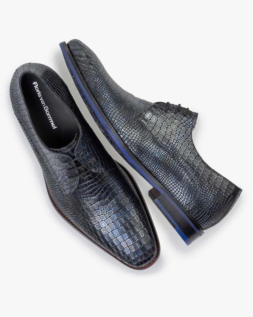 Lace shoe metallic dark blue