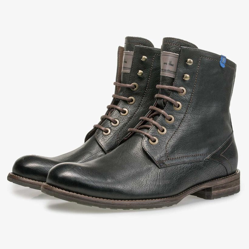 Wool lined black calf&rsquo;s leather lace shoe