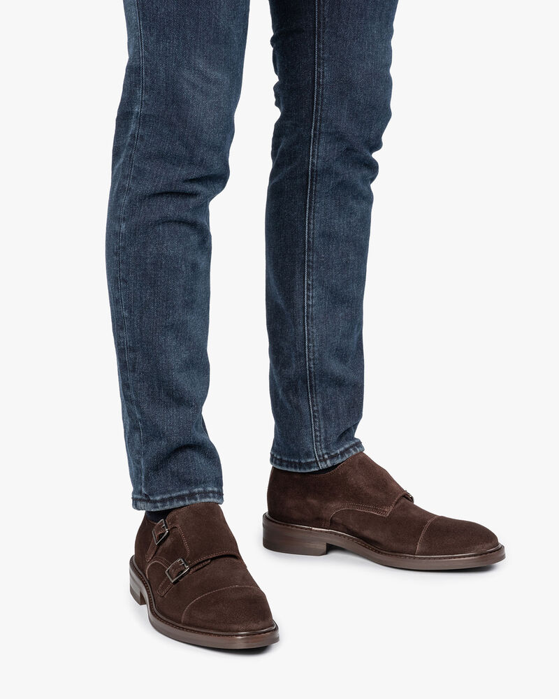 Brown suede double monk