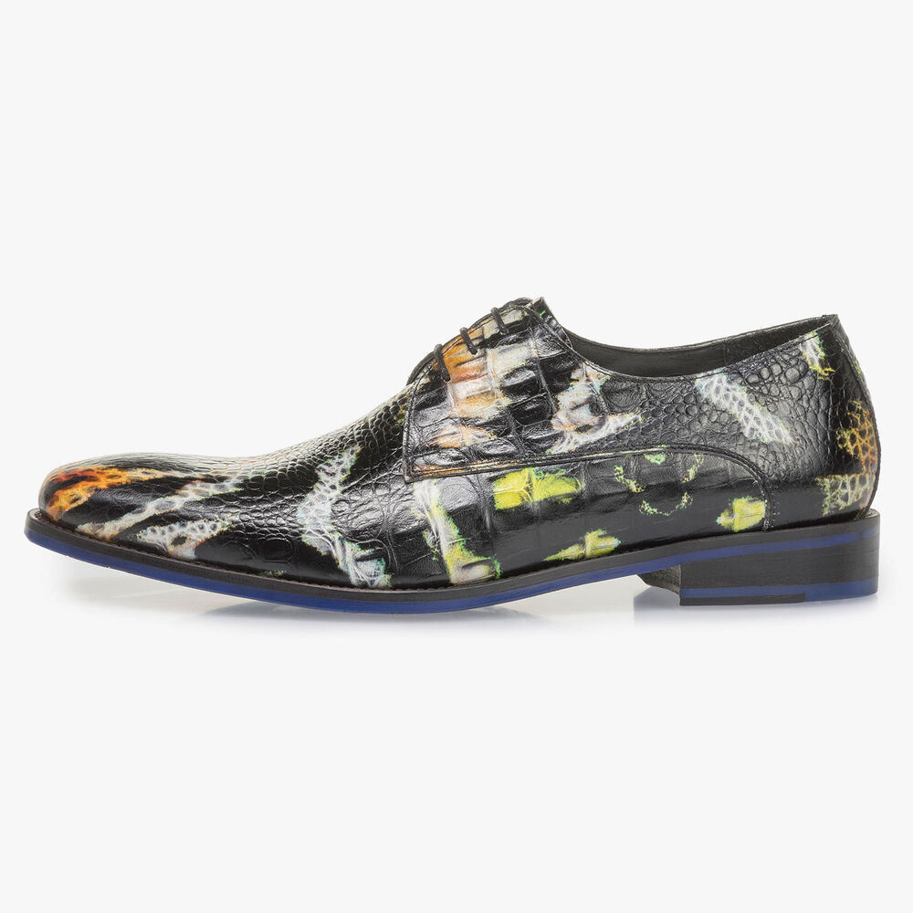 Premium orange and yellow leather lace shoe