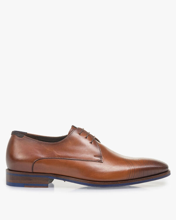 Dark cognac-coloured calf leather lace shoe