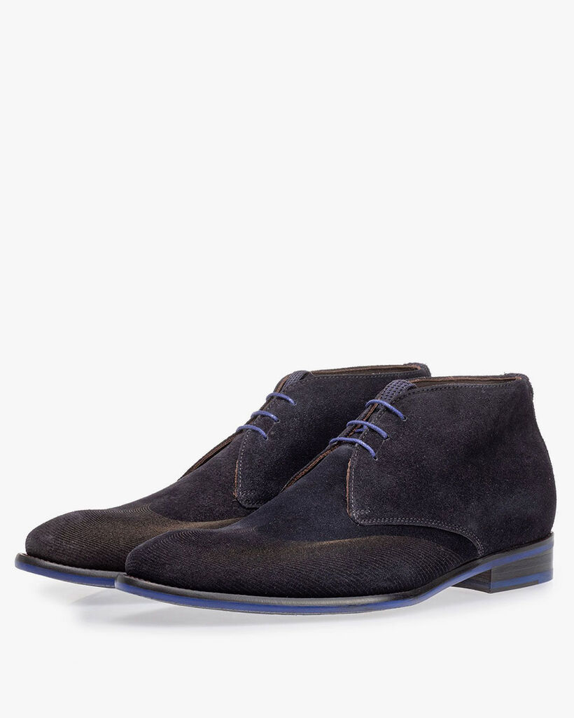 Lace boot blue with print