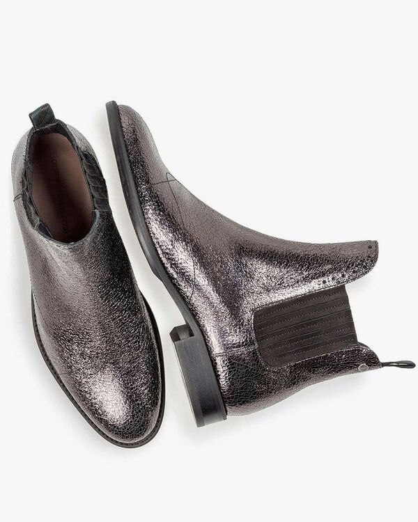 Silver-coloured Chelsea boot metallic print