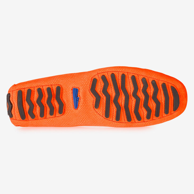 Premium fluorescent orange leather moccasin