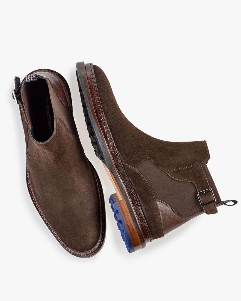 Chelsea boot dark brown suede leather