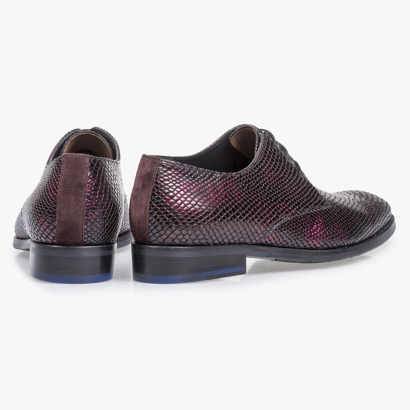 Red printed patent leather lace shoe