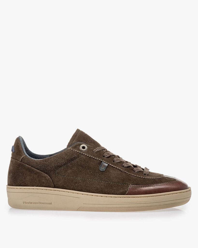 Sneaker suede leather dark green