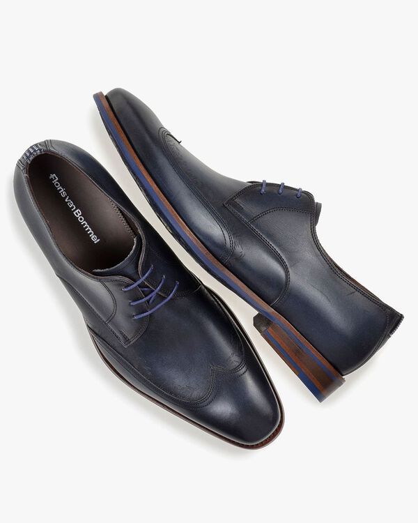 Lace shoe blue calf leather