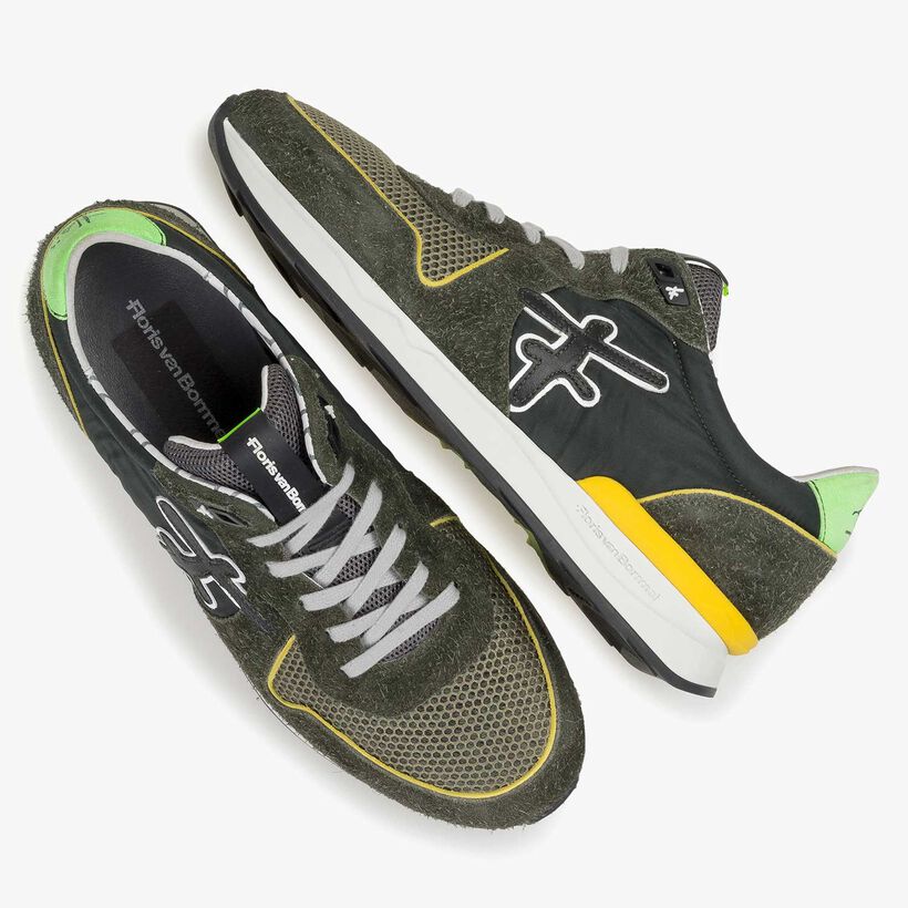 Green-yellow suede leather sneaker