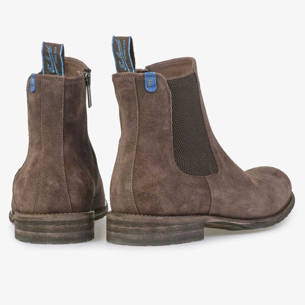 Wool lined brown suede leather Chelsea boot
