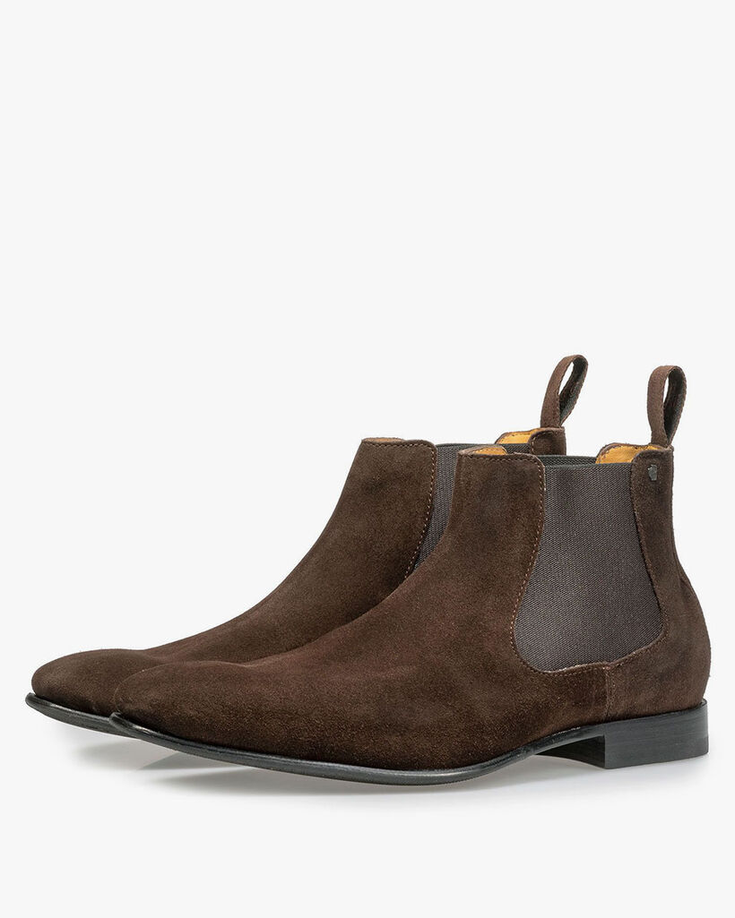 Dark brown suede leather Chelsea boot