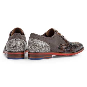 Lace shoe printed leather cognac