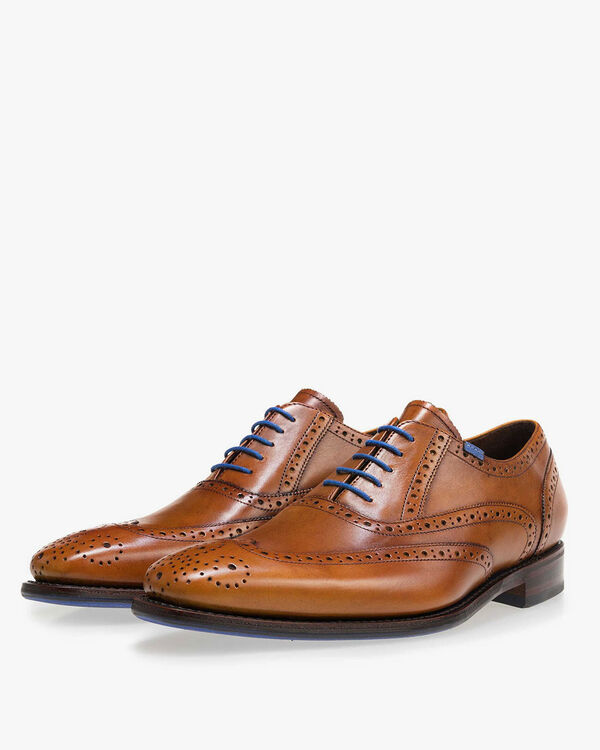 Lace shoe calf leather cognac