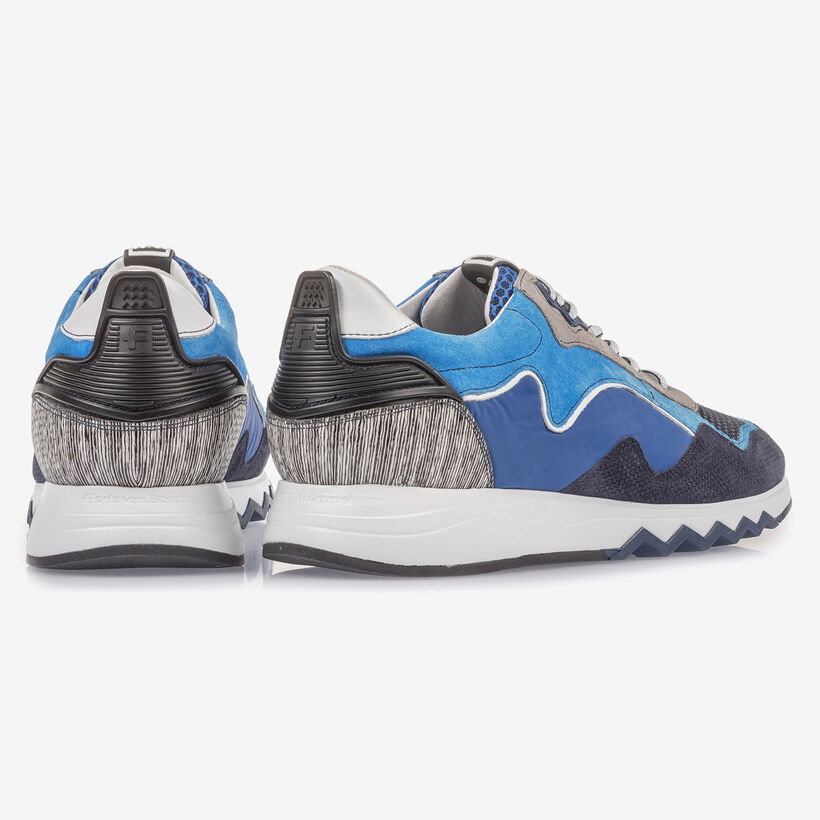 Bright blue suede leather sneaker