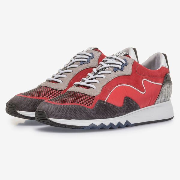Red suede leather sneaker