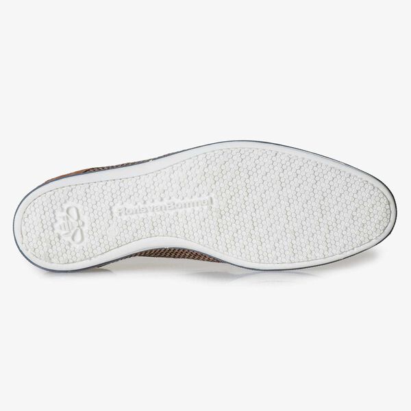 Cognac-coloured braided leather lace shoe