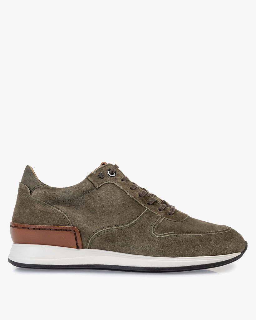 Sneaker green suede leather