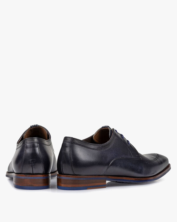 Lace shoe dark blue calf leather