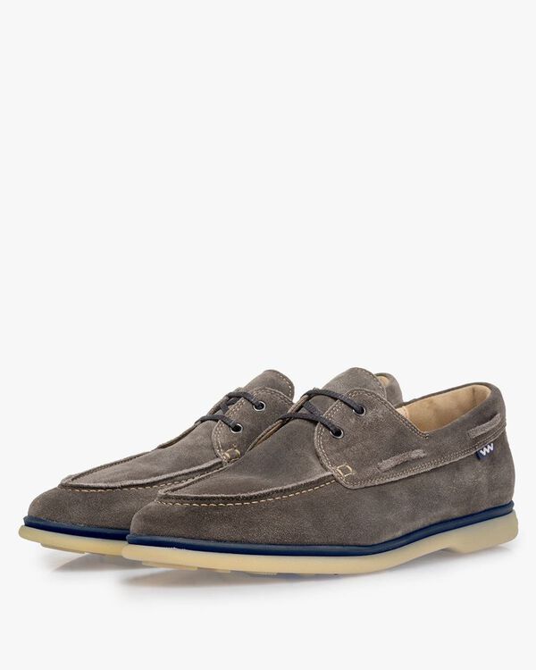 Boat shoe suede leather dark grey