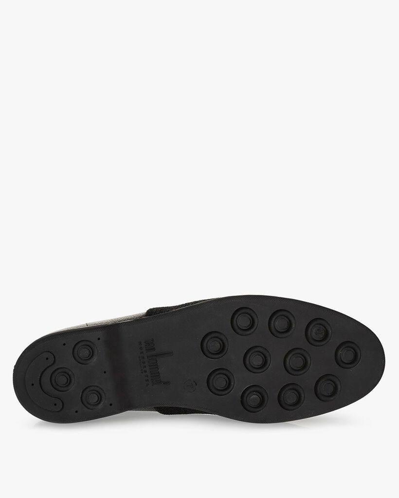 Lace boot printed leather black