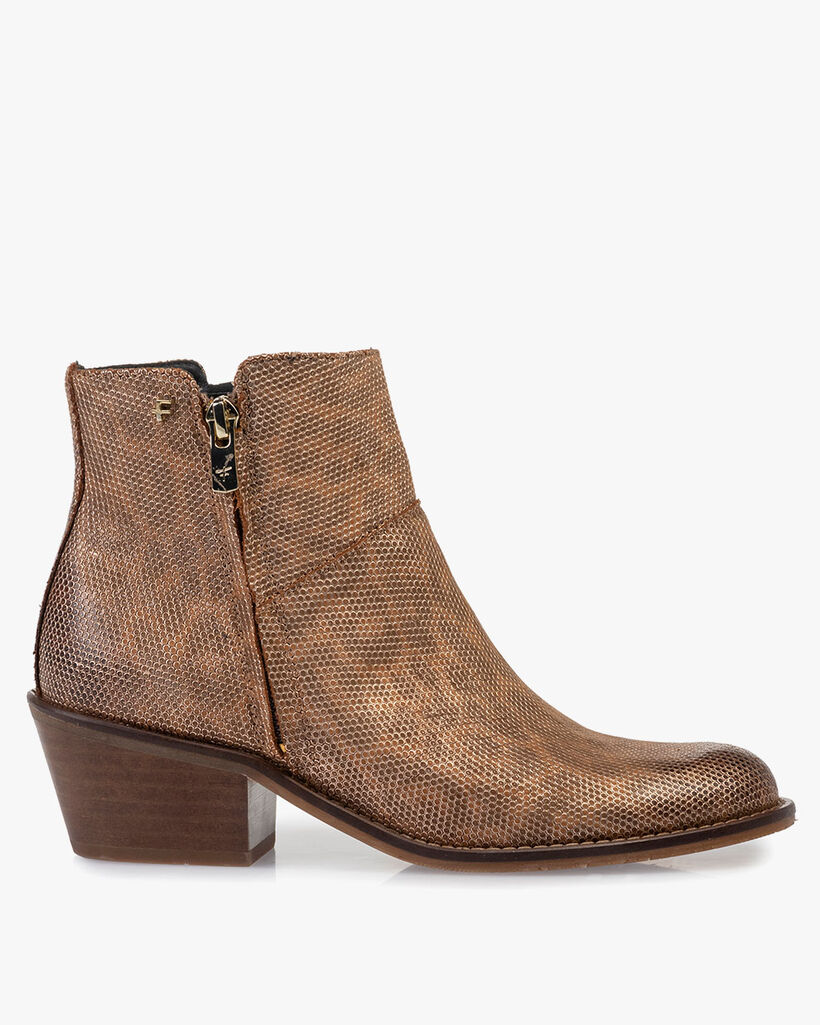 Ankle boot metallic orange