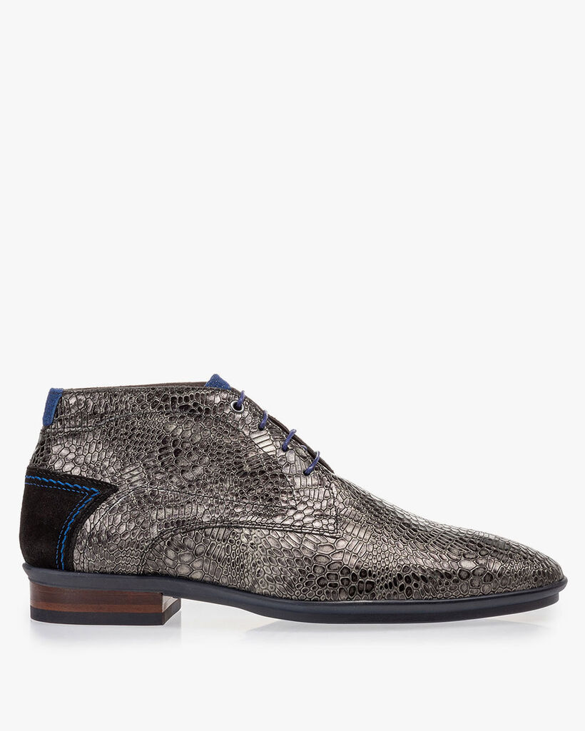 Lace boot with print grey