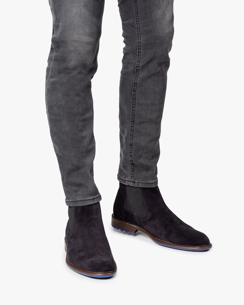 Dark blue suede chelsea boot