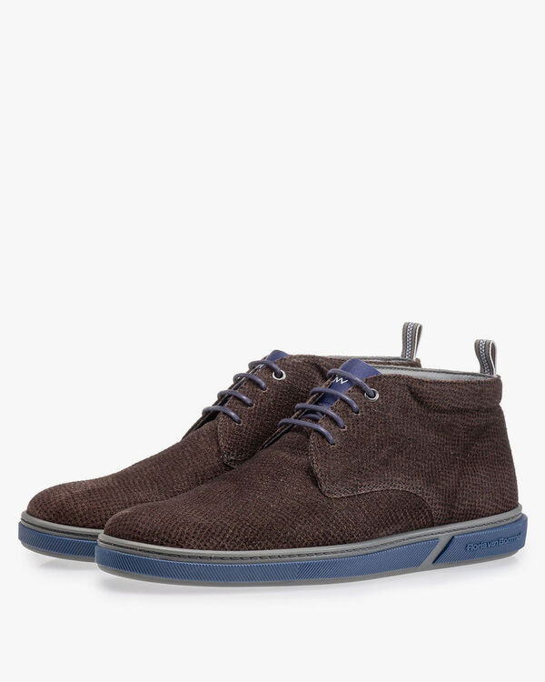 Lace boot brown with print