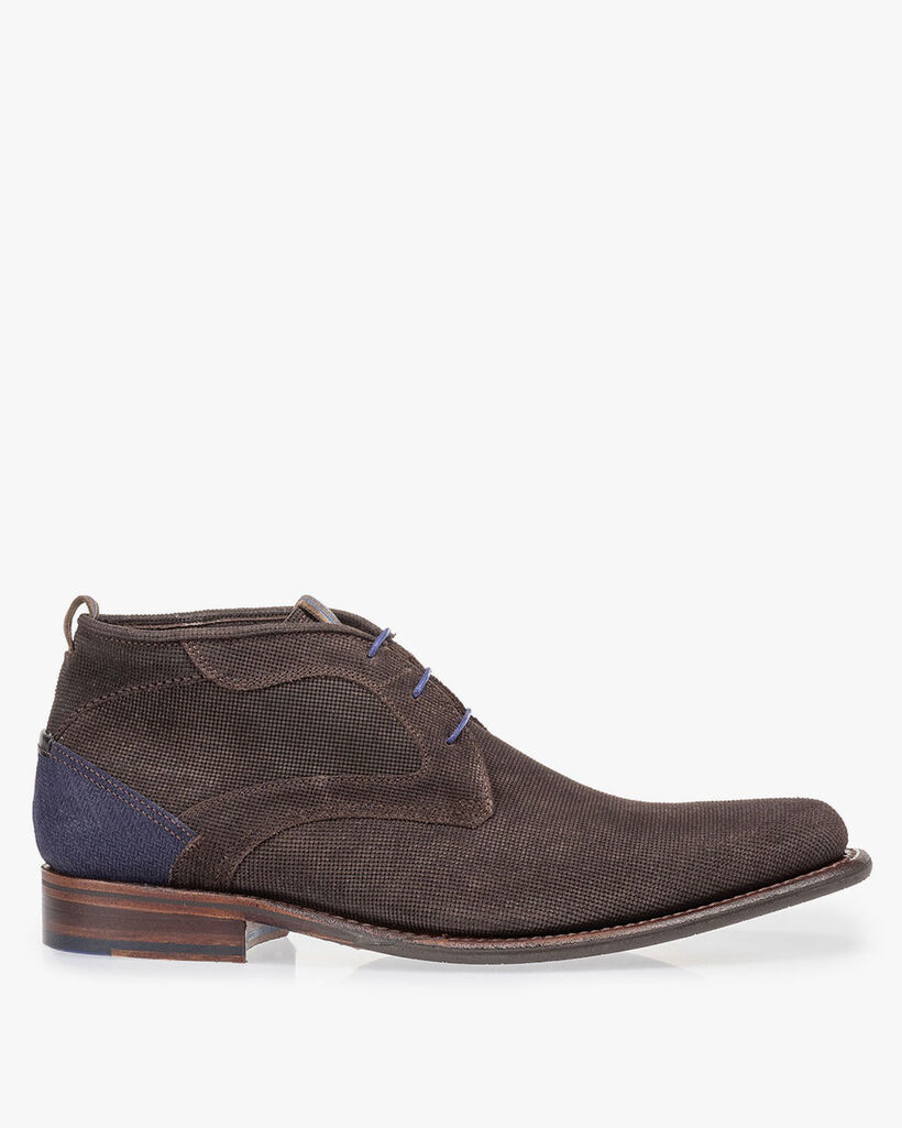 Lace boot brown suede leather