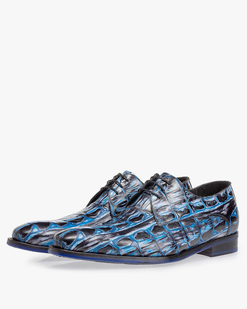 Lace shoe blue croco print