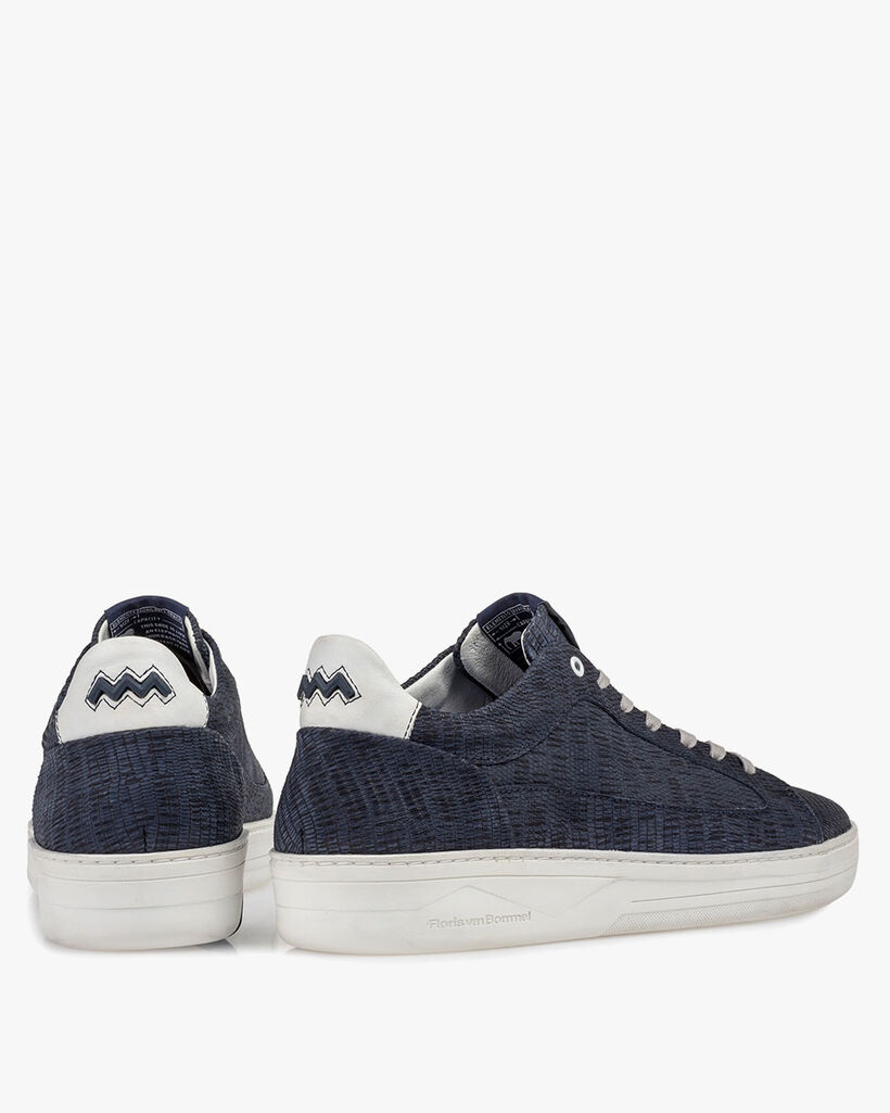 Sneaker printed leather dark blue