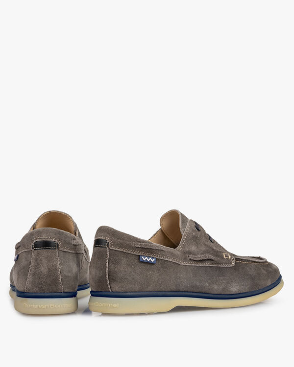 Boat shoe suede leather dark grey