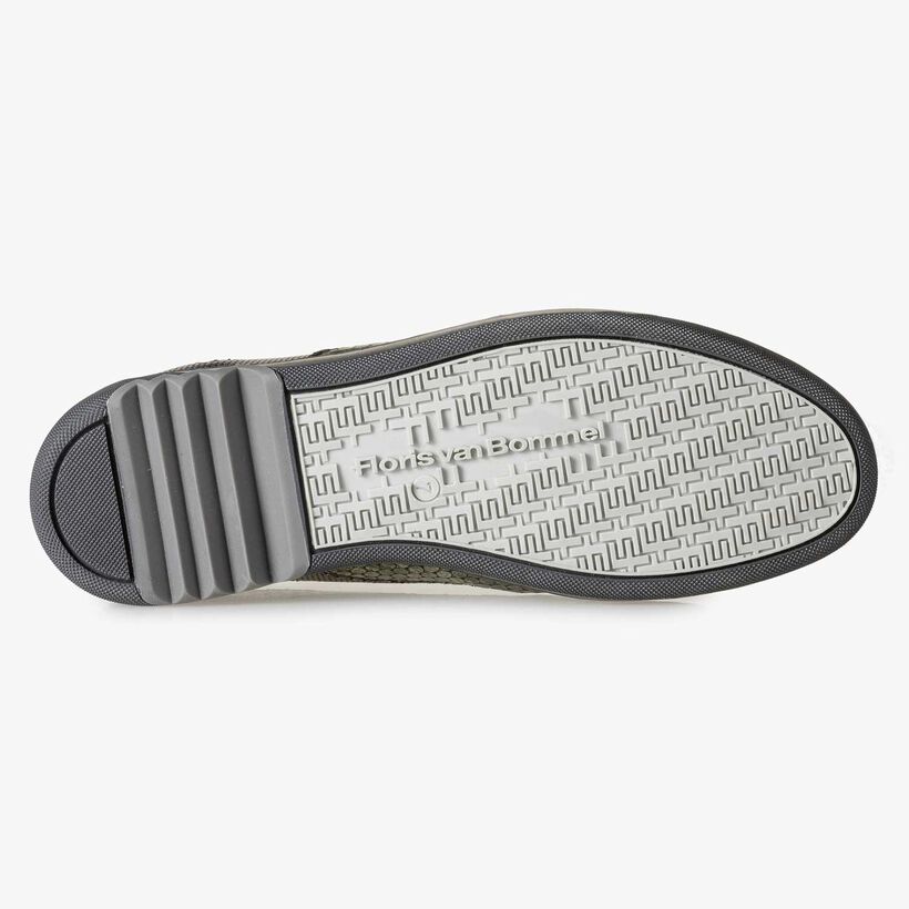 Green metallic print leather sneaker