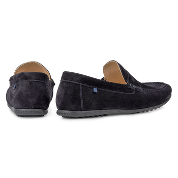 Moccasin suede leather dark blue