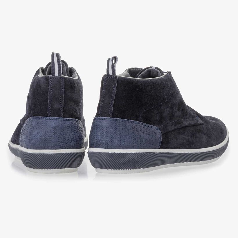 Dark blue suede leather lace shoe