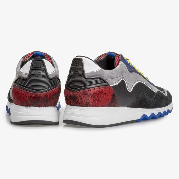 Black and red suede leather sneaker