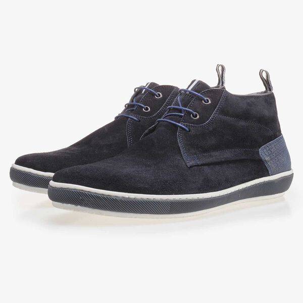 Dark blue suede leather lace shoe
