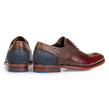Lace shoe printed leather cognac