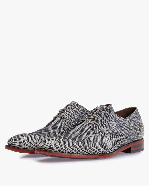 Lace shoe suede leather off-white