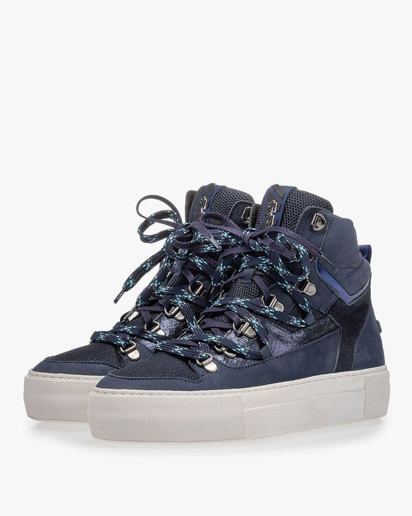 Mid-high sneaker nubuck leather blue