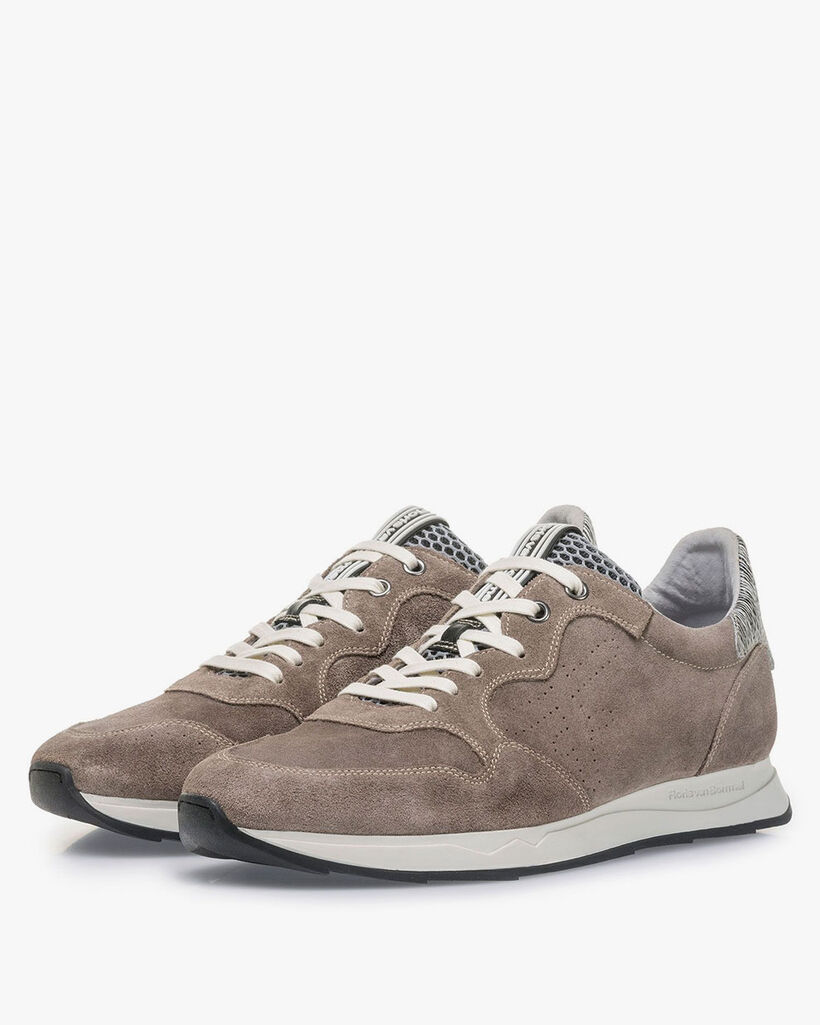 Taupe-coloured suede leather sneaker