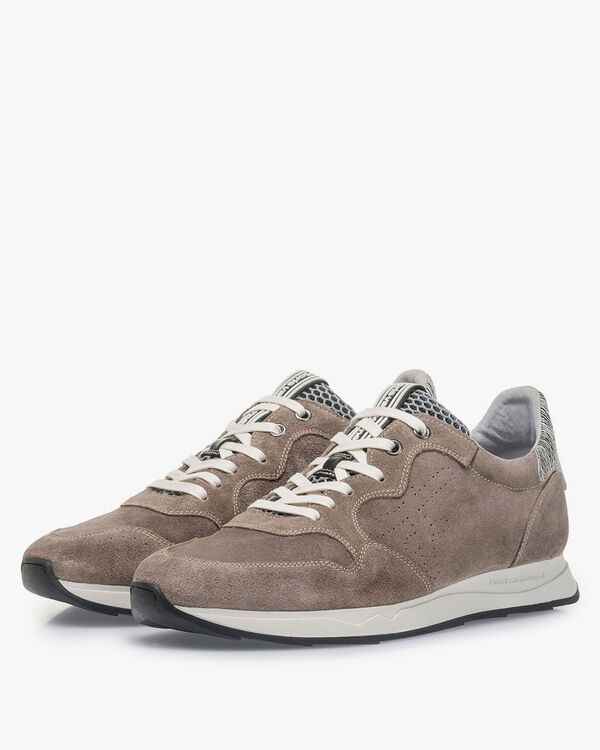 Taupe-coloured suede leather sneaker