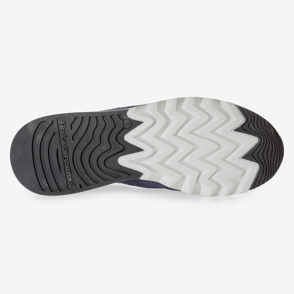 Dark blue suede leather sneaker with print