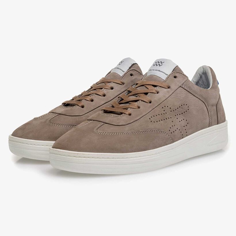 Taupe-coloured nubuck leather sneaker
