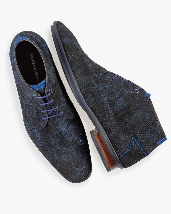 Lace boot blue with print