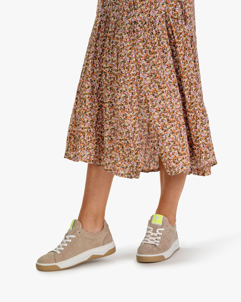 Sneaker printed suede leather beige