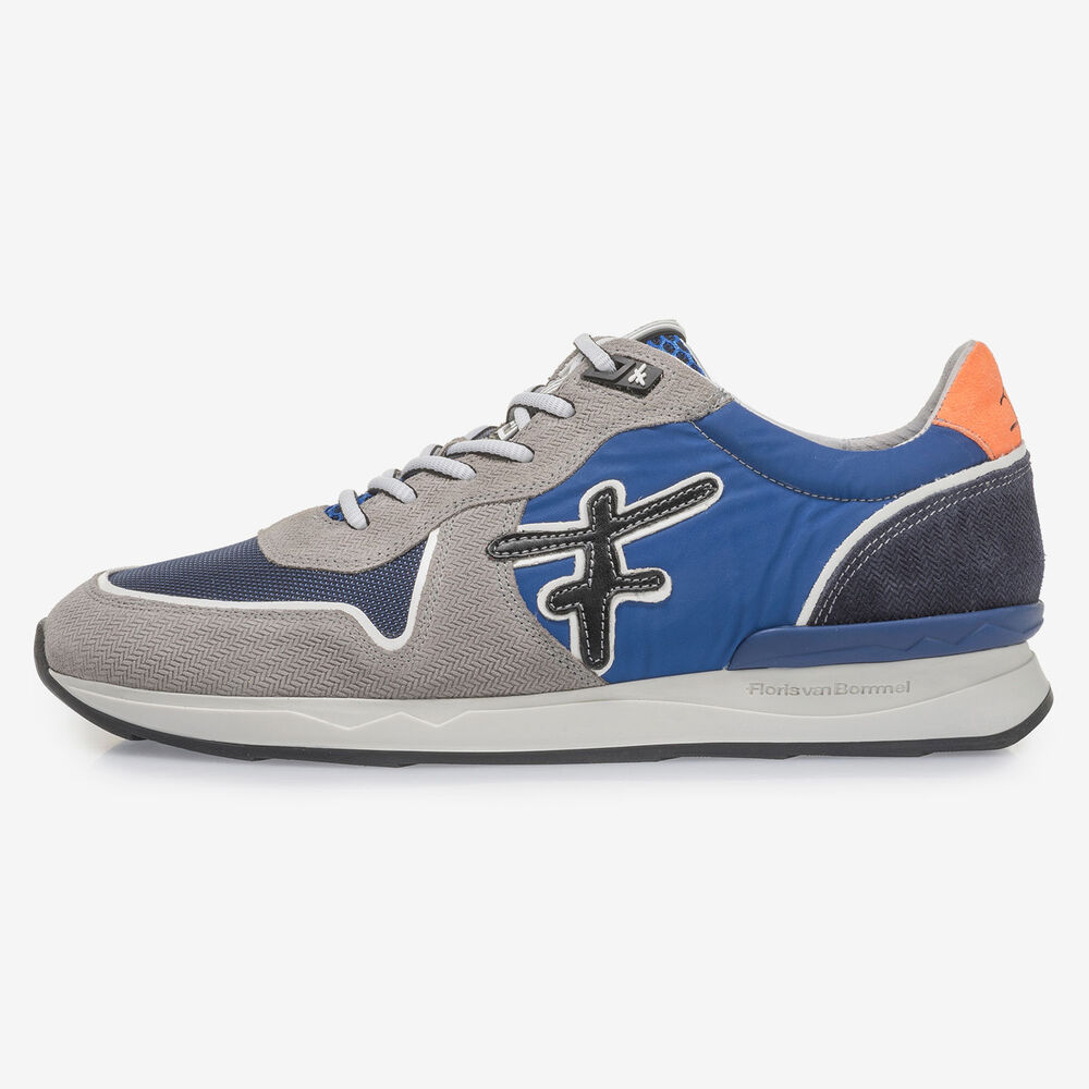 Grey and blue suede leather sneaker