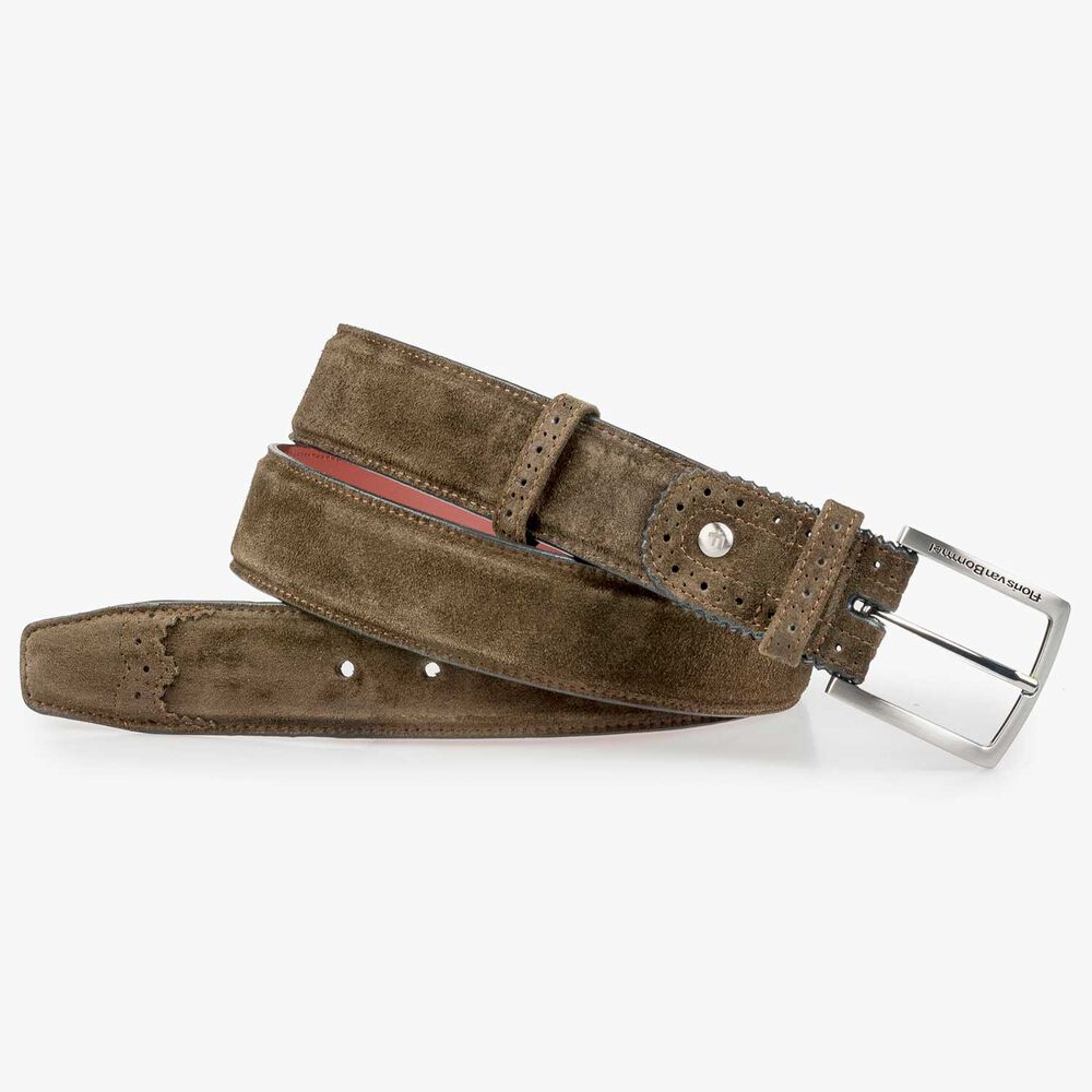 Olive green suede leather belt