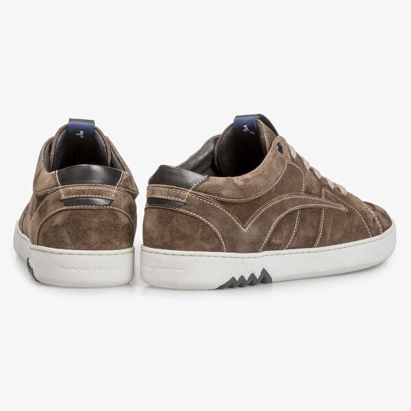 Dark taupe-coloured suede leather lace shoe