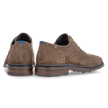 Brogue suede leather dark taupe